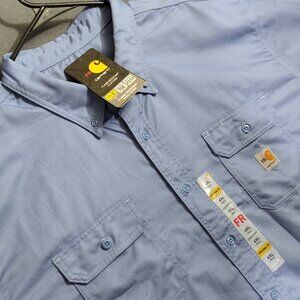 Carhartt FR Shirt Men's 4XL Tall Blue Flame Resistant Classic Twill Welder NWT